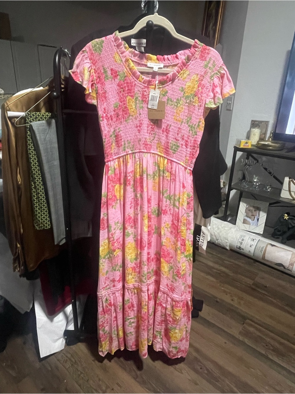 Blu Pepper Pink Floral Maxi Dress NWT
